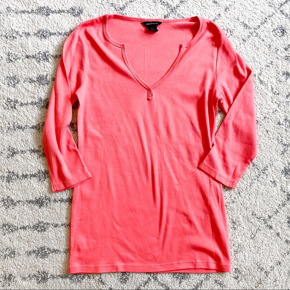 moda international coral tunic top